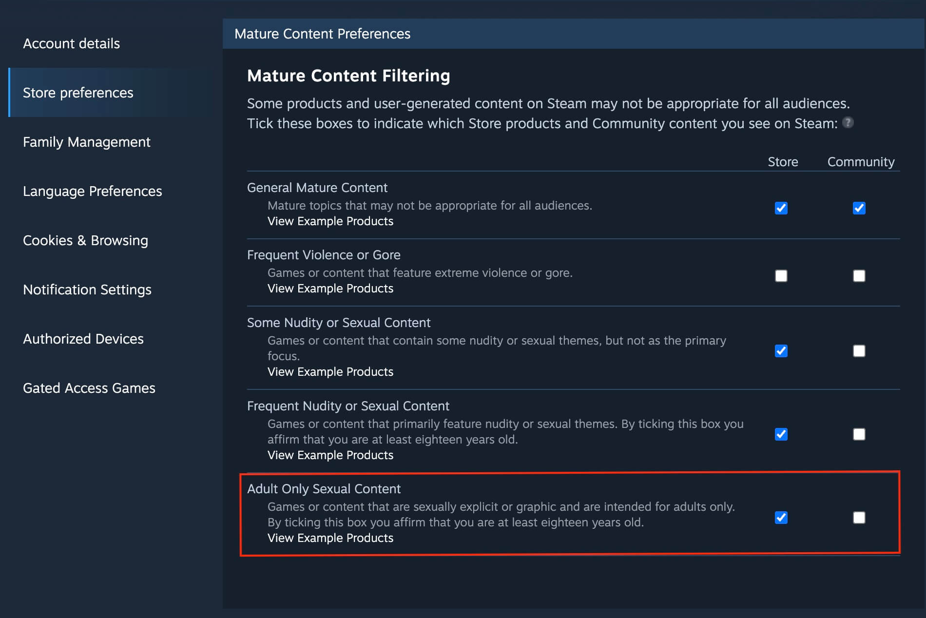 How to Search for Porn Games on Steam Step 3: Check the "Adult Only Sexual Content" box in "Mature Content Preferences."
