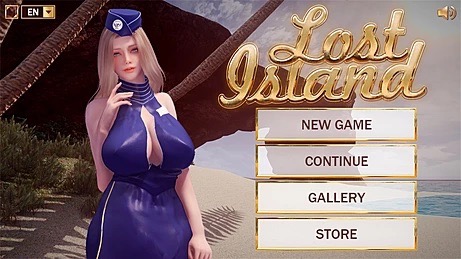 A starting scene for the game: Lost Island - the Stewardess.